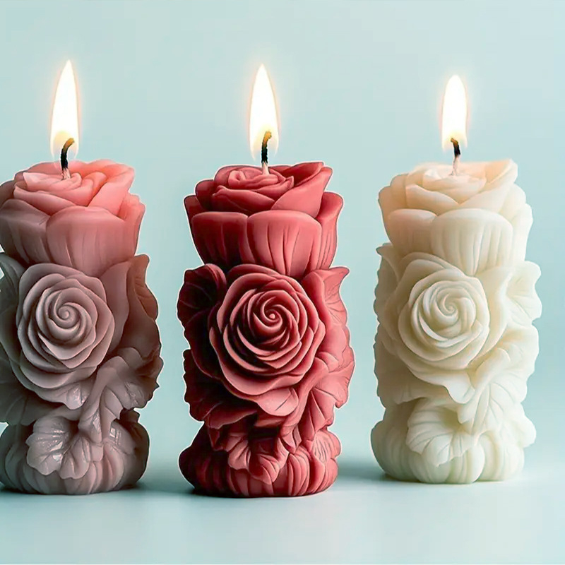 Силиконова колона-форма с мотив рози за DIY ароматни свещи, гипсов дифузор камък – неправилна форма, код S-27