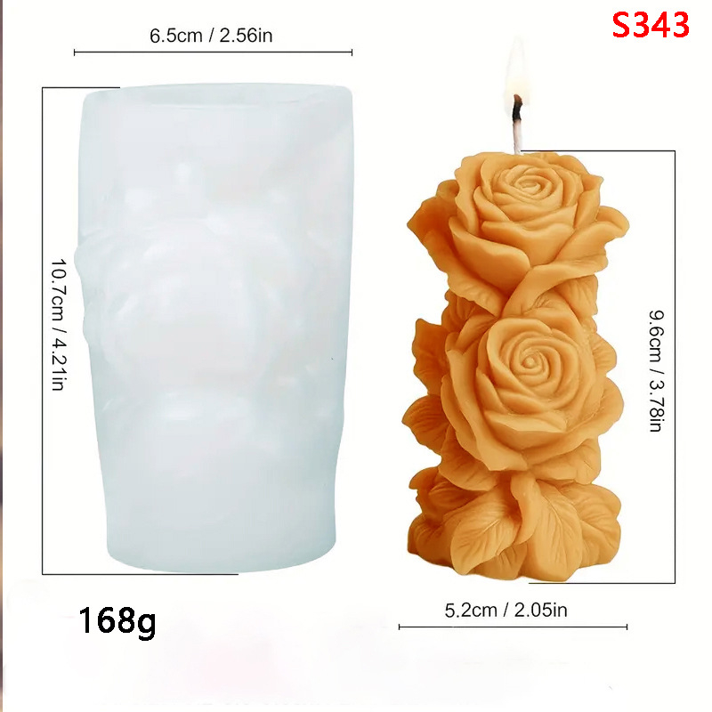 Силиконова колона-форма с мотив рози за DIY ароматни свещи, гипсов дифузор камък – неправилна форма, код S-27