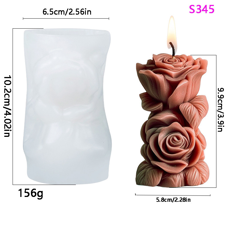 Силиконова колона-форма с мотив рози за DIY ароматни свещи, гипсов дифузор камък – неправилна форма, код S-27