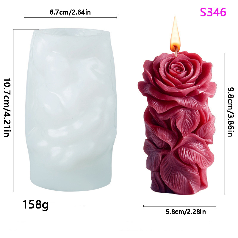 Силиконова колона-форма с мотив рози за DIY ароматни свещи, гипсов дифузор камък – неправилна форма, код S-27
