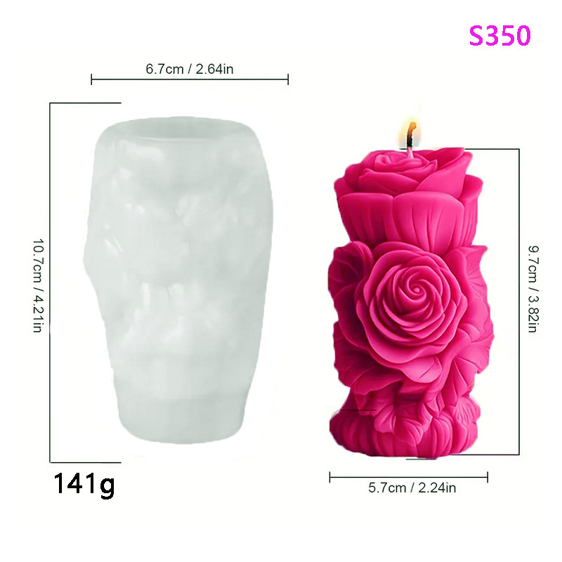 Силиконова колона-форма с мотив рози за DIY ароматни свещи, гипсов дифузор камък – неправилна форма, код S-27