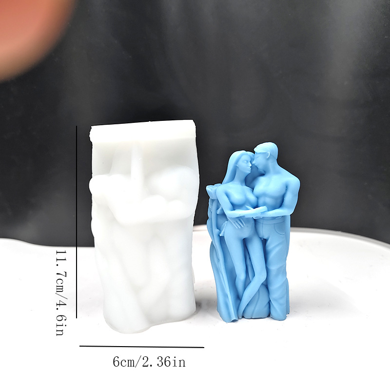 Szilikon gyertyaforma – pár ölelkezik, DIY gyanta díszek és illatos gyertyák készítéséhez, szabálytalan alak, egyetlen tasakban csomagolva