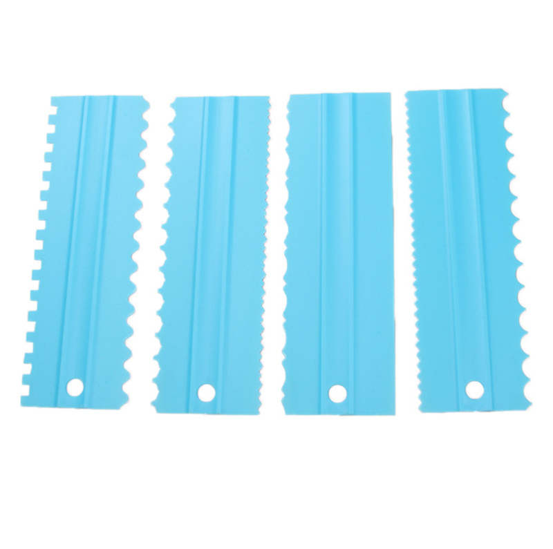 4-частен пластмасов комплект крем шпатули със двойнозъби за украса на торти