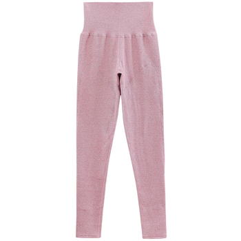 Дамски топли панталони с висока талия и защита за колене и кръст, повдигане на ханша, подплатени, двойна плътност, без шевове, трикотажен полиестер 90–95%