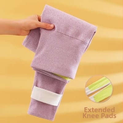 Дамски топли панталони с висока талия и защита за колене и кръст, повдигане на ханша, подплатени, двойна плътност, без шевове, трикотажен полиестер 90–95%