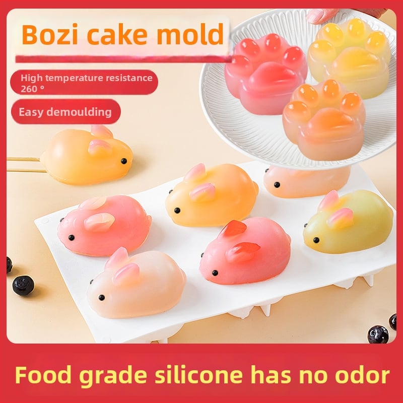 Kitchen Enjoy силиконова формичка за пудинг с форма на зайче, неправилна форма, подходяща за пудинги и желета