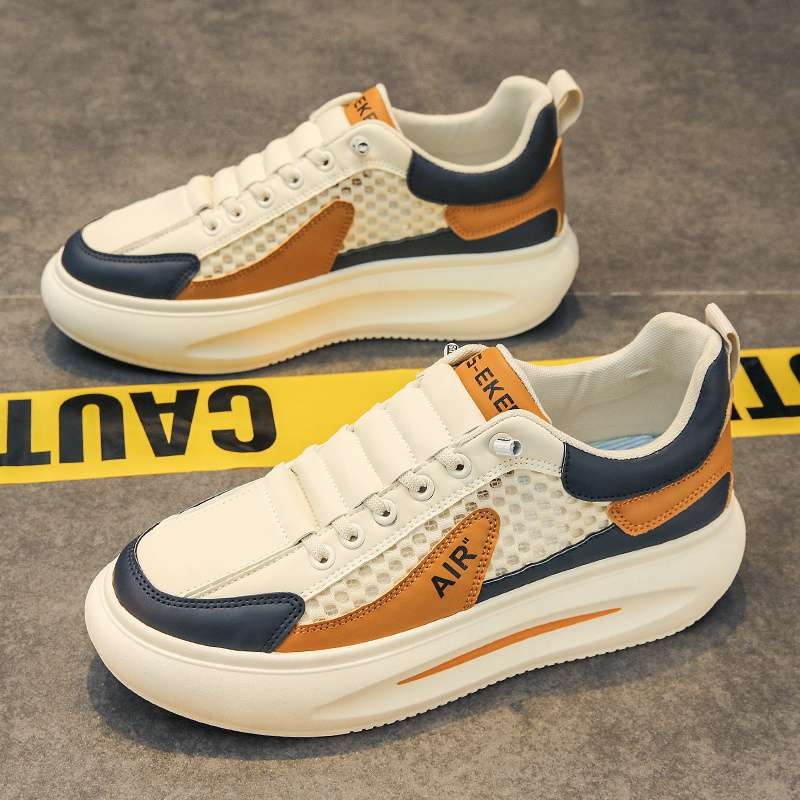 Pantofi sport pentru bărbați, primăvară, plasă respirabilă, talpă groasă, șireturi, pentru timp liber și călătorii