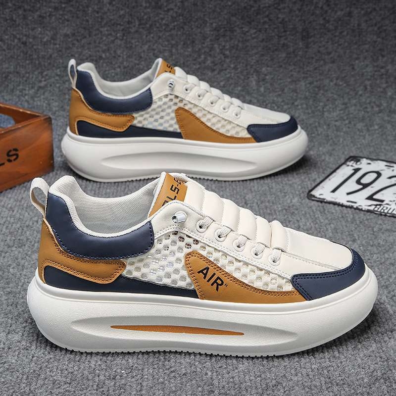 Pantofi sport pentru bărbați, primăvară, plasă respirabilă, talpă groasă, șireturi, pentru timp liber și călătorii