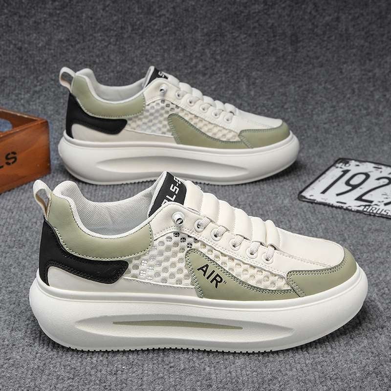 Pantofi sport pentru bărbați, primăvară, plasă respirabilă, talpă groasă, șireturi, pentru timp liber și călătorii