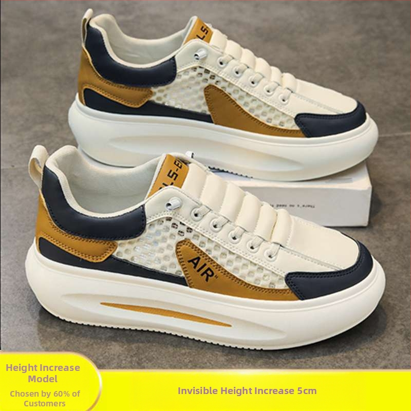 Pantofi sport pentru bărbați, primăvară, plasă respirabilă, talpă groasă, șireturi, pentru timp liber și călătorii