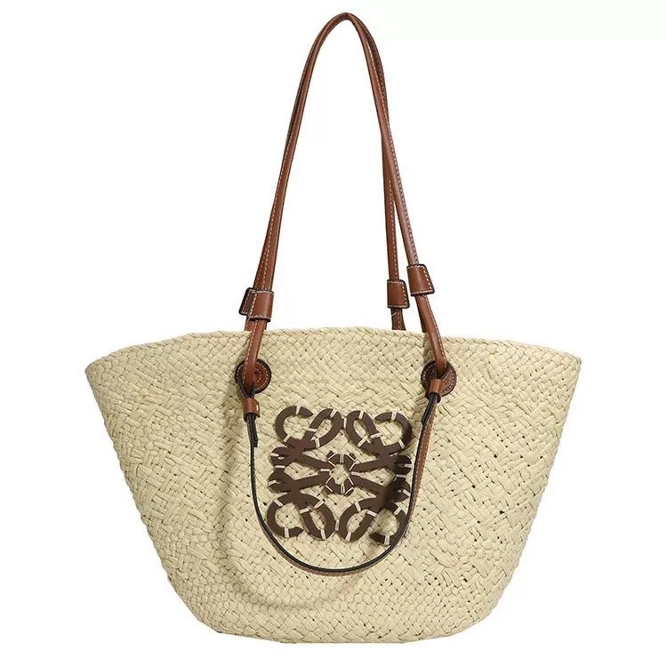 Luojia чанта от слама с голям капацитет - плетена, вертикална квадратна форма, материал: хартия, лято 2024