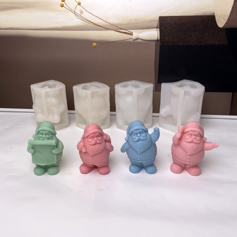 Силиконова форма за Дядо Коледа — неправилна форма, за свещи, гипс, сапун и торти (код 8956.8957.8958.8959)