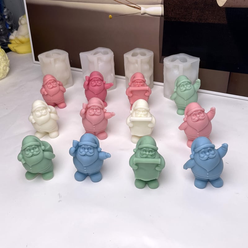 Силиконова форма за Дядо Коледа — неправилна форма, за свещи, гипс, сапун и торти (код 8956.8957.8958.8959)