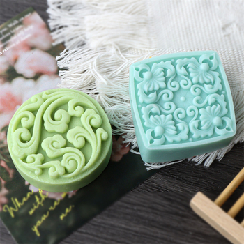 Силиконова гравирана форма за сапун – ретро дизайн: кръгло и квадратно, неравна форма