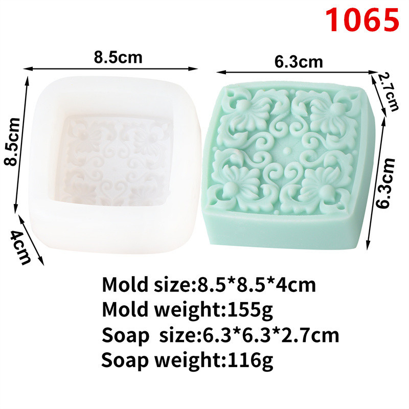 Силиконова гравирана форма за сапун – ретро дизайн: кръгло и квадратно, неравна форма