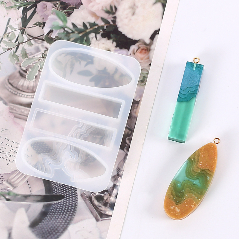 Formă din silicon pentru prăjituri – formă neregulată, design picătură de cristal și val de apă, motiv pandantiv insular