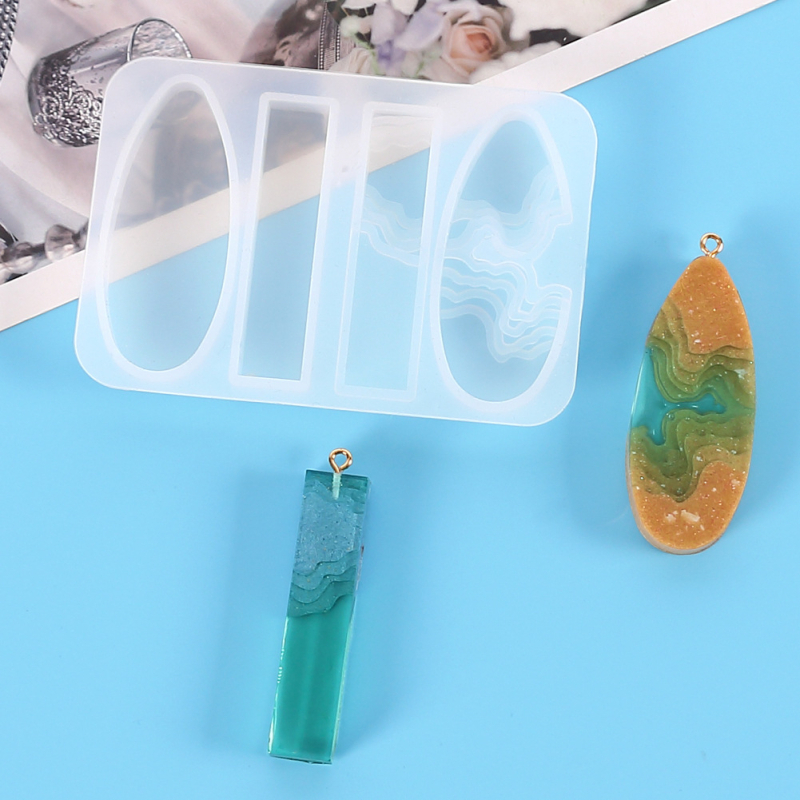 Formă din silicon pentru prăjituri – formă neregulată, design picătură de cristal și val de apă, motiv pandantiv insular