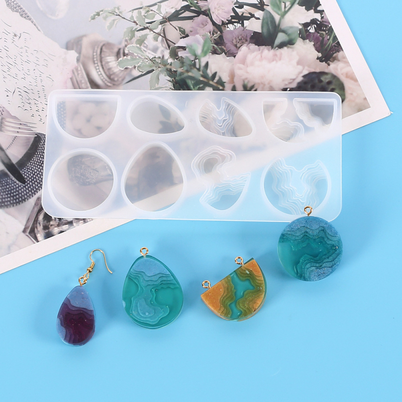 Formă din silicon pentru prăjituri – formă neregulată, design picătură de cristal și val de apă, motiv pandantiv insular