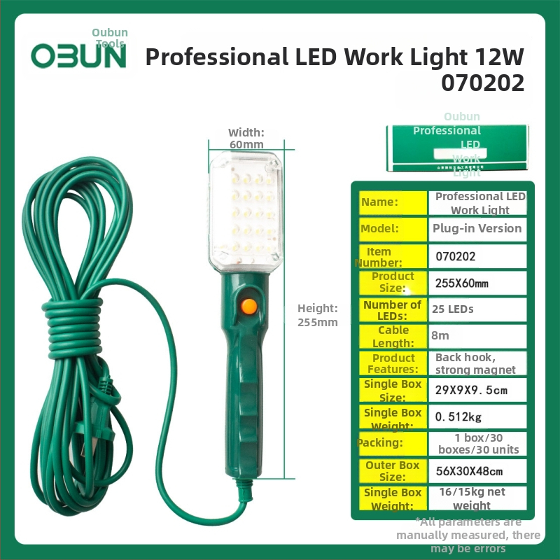 LED работна светлина за авто ремонт със магнит — Oubang, 25 LED диоди, акс. №123, за ремонт и декорация на автомобил