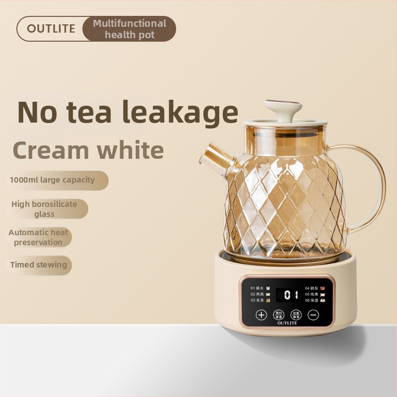 Daudzfunkcionālais veselības tējkanna, tilpums 1 L, 220 V, 300–350 W, keramikas iekšējais tanka, šķidruma izplešanās termostats