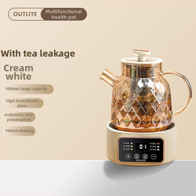 Daudzfunkcionālais veselības tējkanna, tilpums 1 L, 220 V, 300–350 W, keramikas iekšējais tanka, šķidruma izplešanās termostats