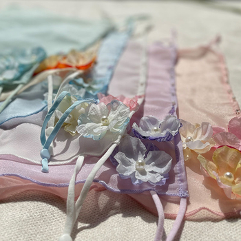 Ősi stílusú Hanfu virágos fátyol gyöngyökkel, UV védelem, fülhöz akasztható kiegészítő — Márka Unique; Készleten; Nyár 2021