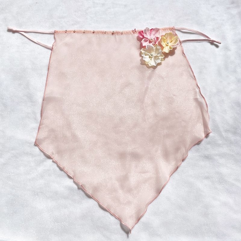 Ősi stílusú Hanfu virágos fátyol gyöngyökkel, UV védelem, fülhöz akasztható kiegészítő — Márka Unique; Készleten; Nyár 2021