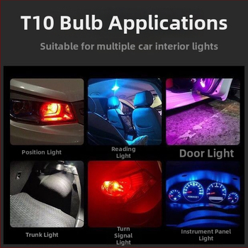 LED DRL automobiliui su didelio ryškumo objektyvu, 12V, T10 kištukas, W5W lemputė registracijos numeriui