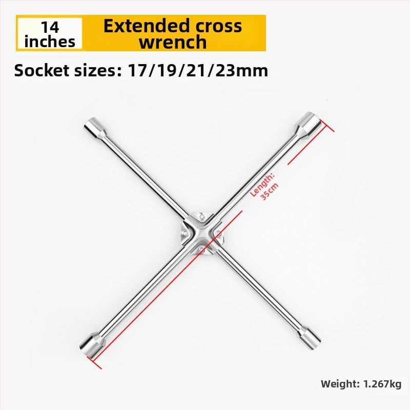 Гаечен ключ с кръстовиден накрайник за смяна на гуми, CR-V материал, хромирано покритие, Exploit/Explore