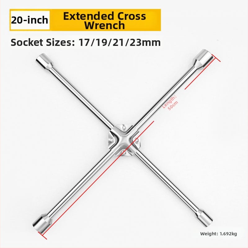 Гаечен ключ с кръстовиден накрайник за смяна на гуми, CR-V материал, хромирано покритие, Exploit/Explore