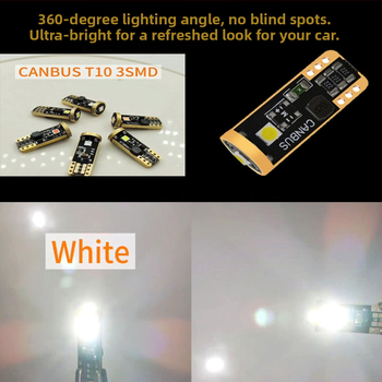 T10 pločio indikatorinė lempa – LED 3SMD3030, CANBUS suderinama, įtampa 12–30 V, galia 3 W