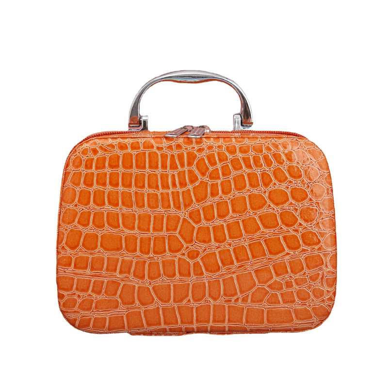 Καλλυντικό νεσεσέρ με καθρέφτη, PU υλικό, μοτίβο πέτρας, κλείσιμο με φερμουάρ, βάρος 350 g