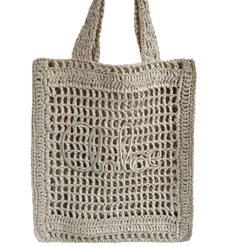 Geantă de umăr din paie, țesătură cu perforații, capacitate mare, formă verticală pătrată, buzunar deschis, crossbody