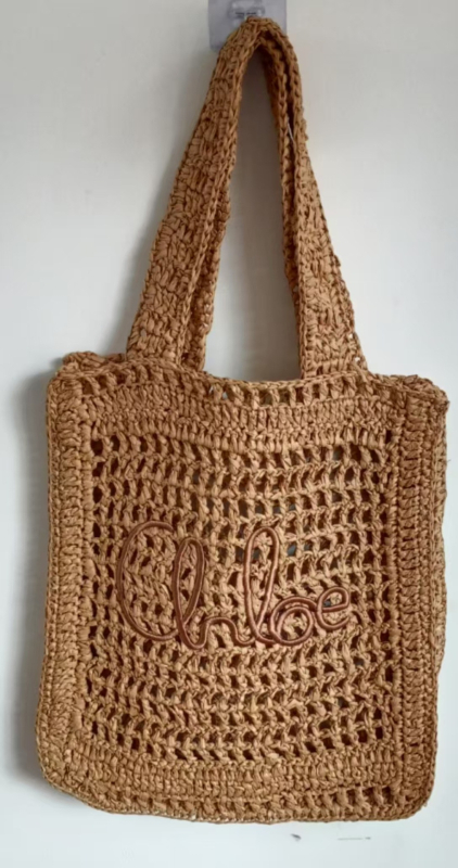 Geantă de umăr din paie, țesătură cu perforații, capacitate mare, formă verticală pătrată, buzunar deschis, crossbody