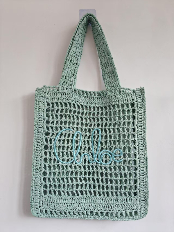 Geantă de umăr din paie, țesătură cu perforații, capacitate mare, formă verticală pătrată, buzunar deschis, crossbody