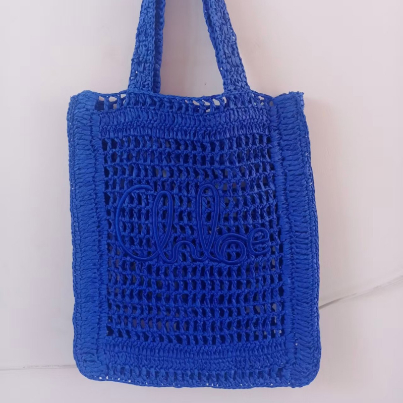 Geantă de umăr din paie, țesătură cu perforații, capacitate mare, formă verticală pătrată, buzunar deschis, crossbody