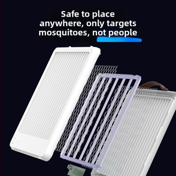 LED лампа за комари с вградена батерия (2001–2500 mAh), обхват 11–20 м², зареждане 3–5 ч, електрически удар, ABS корпус