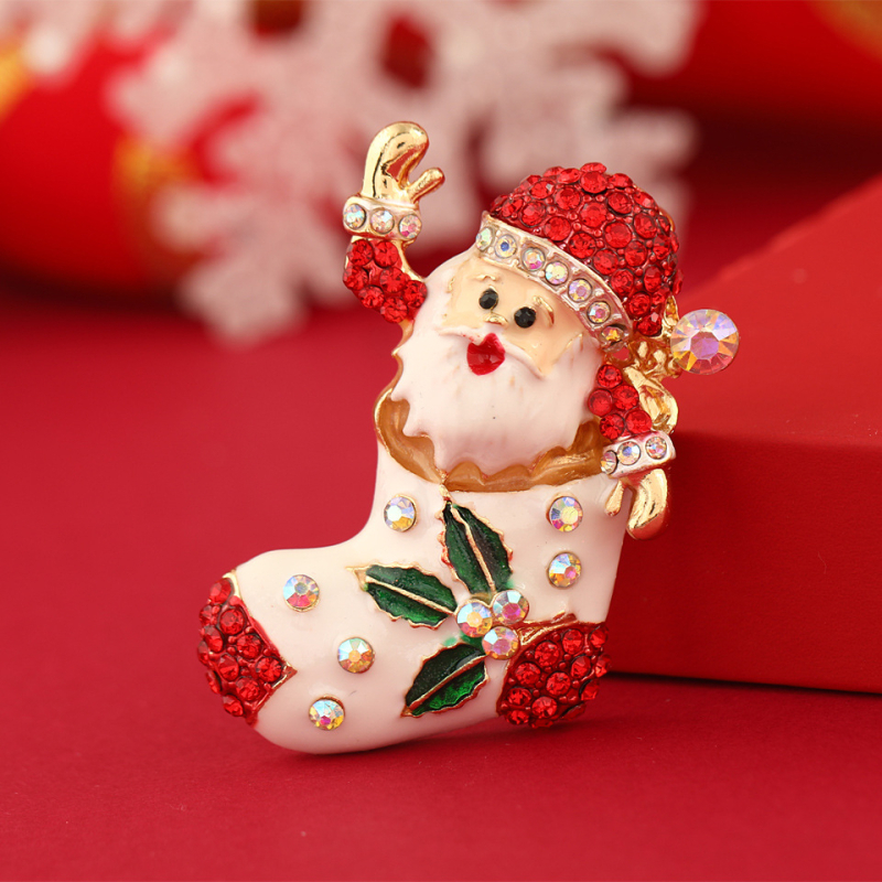 Broš iz legure – Božićno drvce i Djed Mraz, retro stil; Dekoracija, Unisex; Značka muylinda