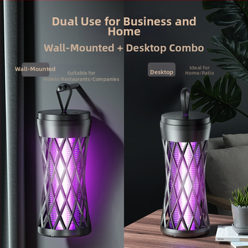 Лампа за убийство на комари с USB зареждане, преносима за вътрешна и външна употреба, LED осветление, електрически удар, вградена батерия 501–800 mAh, обхват 11–20㎡