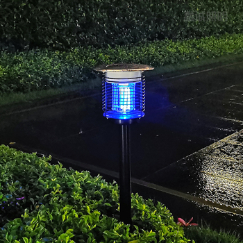 Lampa solară pentru eliminarea ţânţarilor, exterior – baterie încorporată 2001–2500 mAh, capcana LED pentru insecte, plasă din oțel inoxidabil, acoperire 41–60㎡, design fix