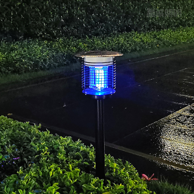 Lampa solară pentru eliminarea ţânţarilor, exterior – baterie încorporată 2001–2500 mAh, capcana LED pentru insecte, plasă din oțel inoxidabil, acoperire 41–60㎡, design fix