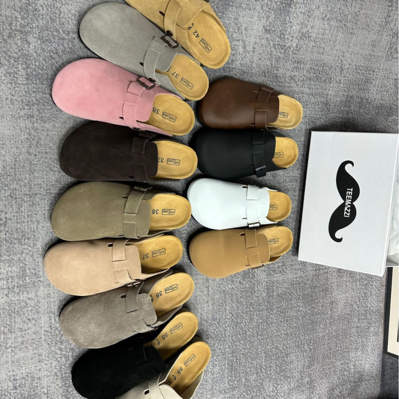 TEEMAZZI moterų mule su piršto kapu iš natūralios odos, kasdieniai laisvalaikio batai moterims, EVA padas, odinė vidinė danga (Viršutinė medžiaga: oda; Padas: EVA; Vidinis: oda)