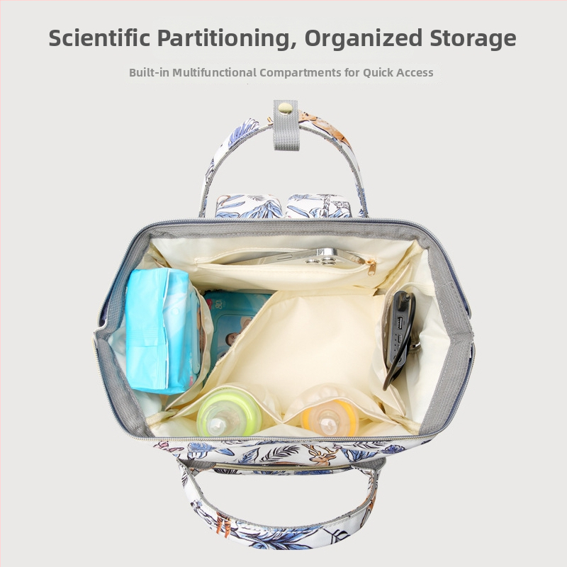 Taška pre mamu a dieťa, Oxford látka, vzor zvierat, výstelka z polyesteru, priedušná, ramenný popruh s air cushion