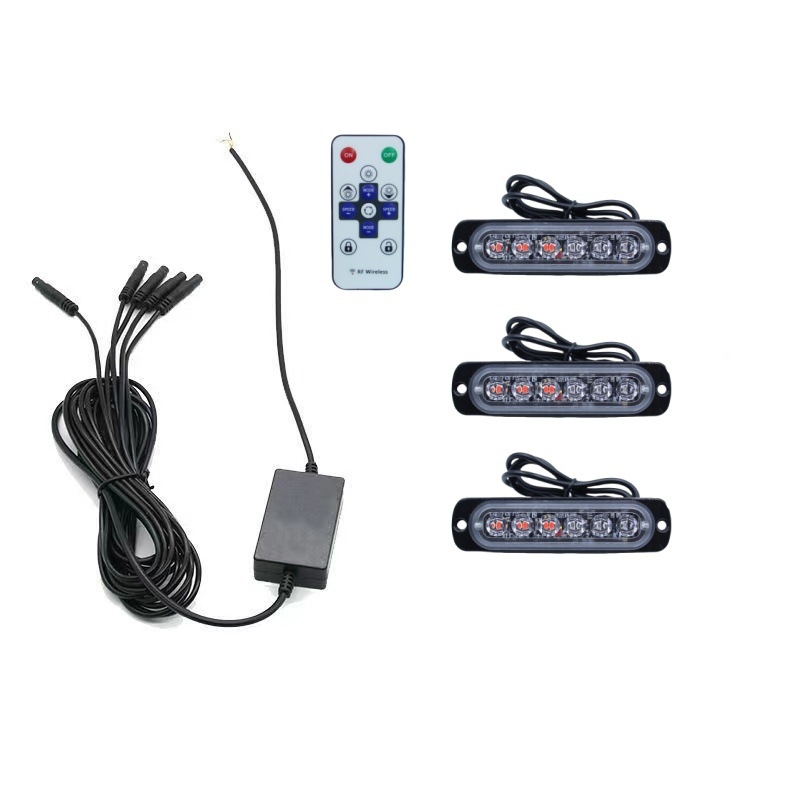 LED строб светлина за решетката на камиона, дистанционно управление, 12-24V, 6 LED, 500 lm, 0.5 W на LED, алуминиев сплав