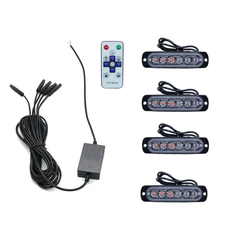 LED строб светлина за решетката на камиона, дистанционно управление, 12-24V, 6 LED, 500 lm, 0.5 W на LED, алуминиев сплав