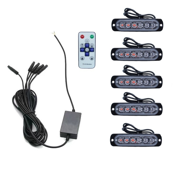 LED строб светлина за решетката на камиона, дистанционно управление, 12-24V, 6 LED, 500 lm, 0.5 W на LED, алуминиев сплав