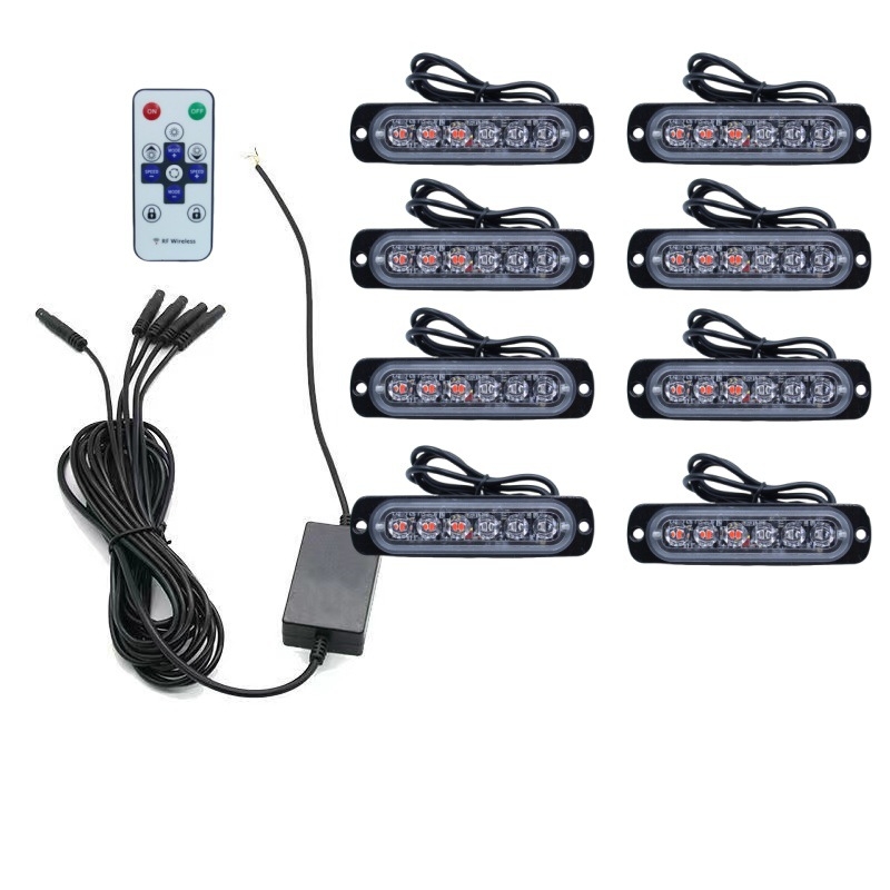 LED строб светлина за решетката на камиона, дистанционно управление, 12-24V, 6 LED, 500 lm, 0.5 W на LED, алуминиев сплав