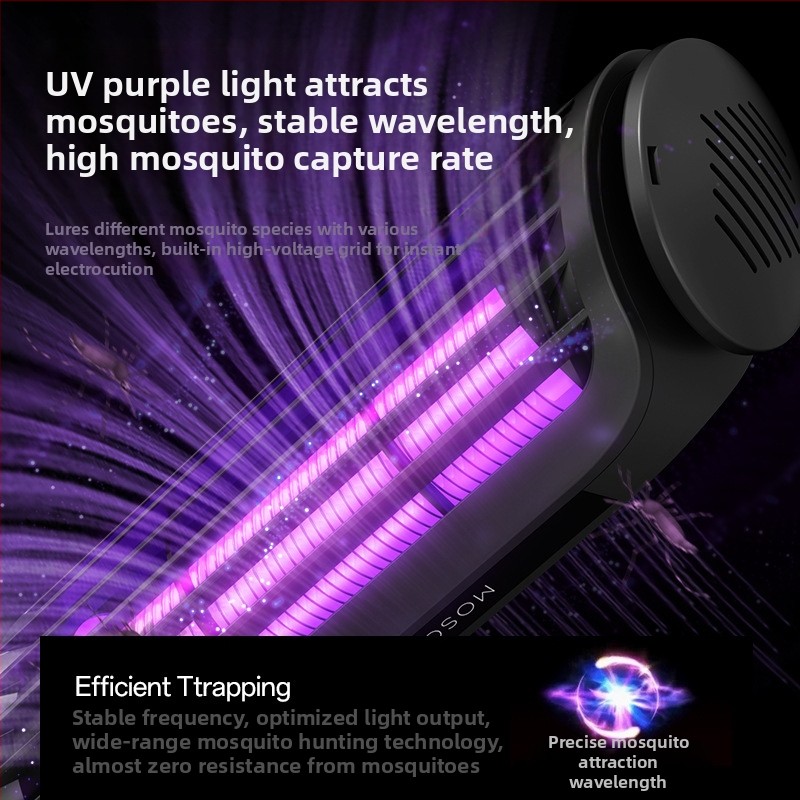Žiarovka na hubenie komárov s UV lúčom a elektrickým šokom, 3W, zabudovaná batéria 1001–1600mAh, doba nabíjania 1–3 hod, pokrytie až 10㎡