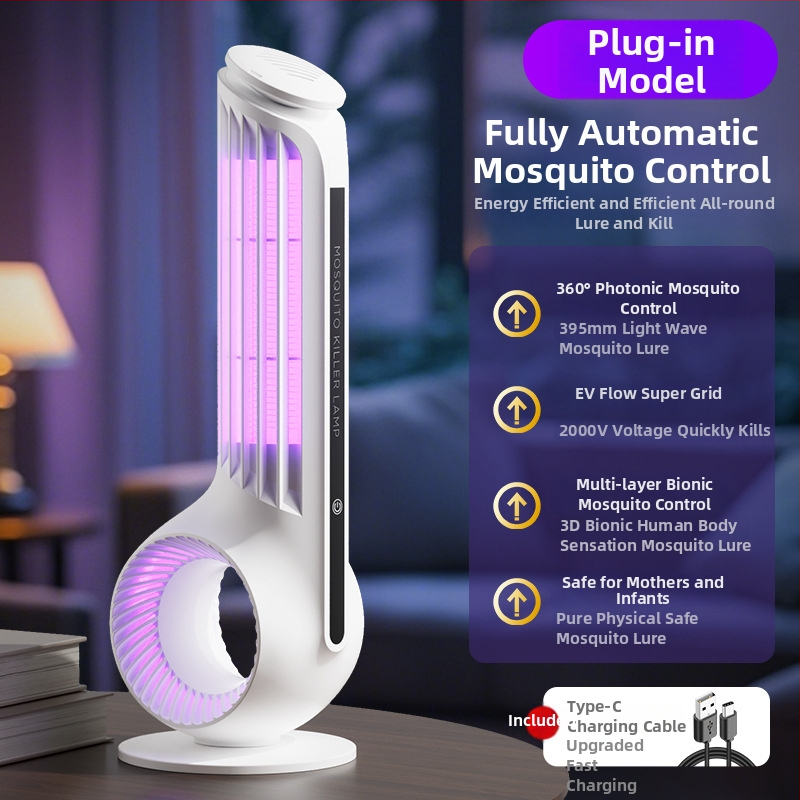 Žiarovka na hubenie komárov s UV lúčom a elektrickým šokom, 3W, zabudovaná batéria 1001–1600mAh, doba nabíjania 1–3 hod, pokrytie až 10㎡