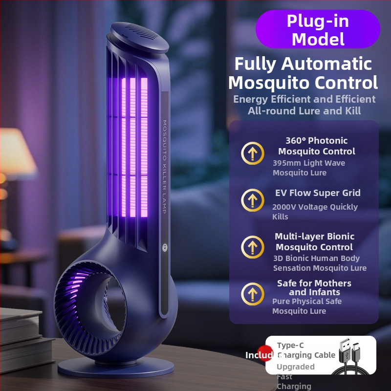 Žiarovka na hubenie komárov s UV lúčom a elektrickým šokom, 3W, zabudovaná batéria 1001–1600mAh, doba nabíjania 1–3 hod, pokrytie až 10㎡